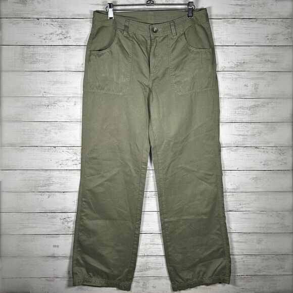 Life Is Good Pants Wide Leg Pockets Brushed Cotton Twill Bohemian Olive Green 8 - Picture 1 of 7